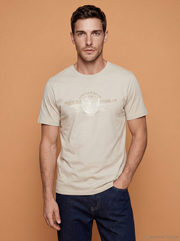 LCWAIKIKI Classic Man BEIGE T-Shirt