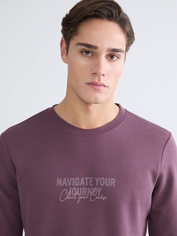 LCWAIKIKI Classic Bisiklet Yaka Baskılı Erkek Sweatshirt