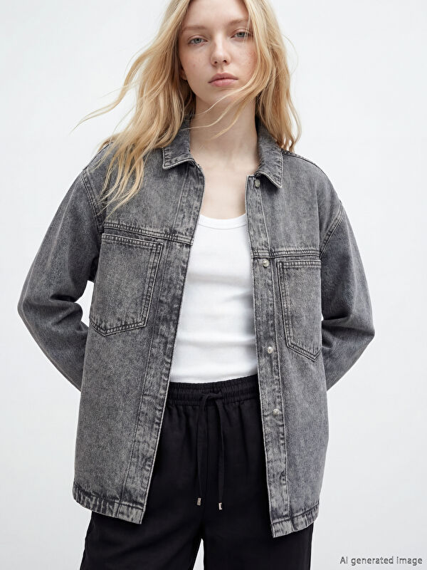 XSIDE Women's Denim Shirt with Pocket Detail