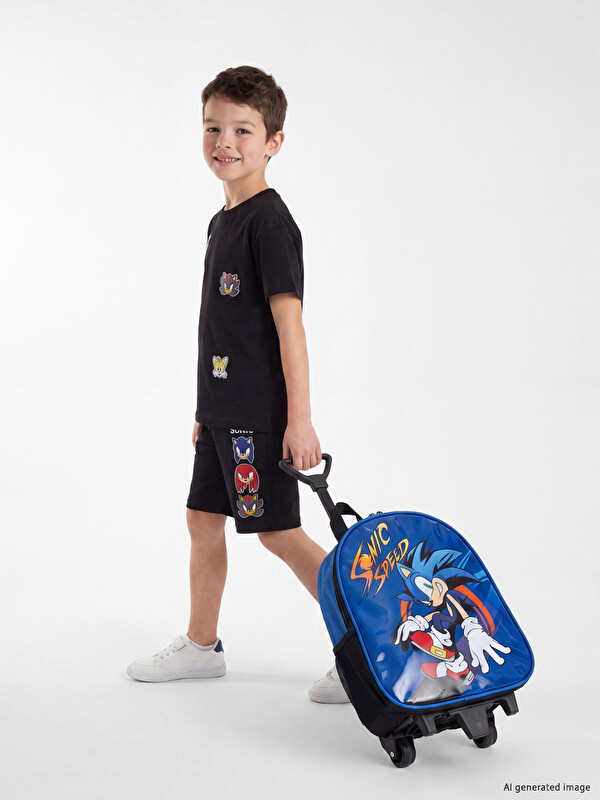LCW ACCESSORIES Sonic ნაბეჭდი ჩვილი ბიჭების ბორბლებიანი ზურგჩანთა