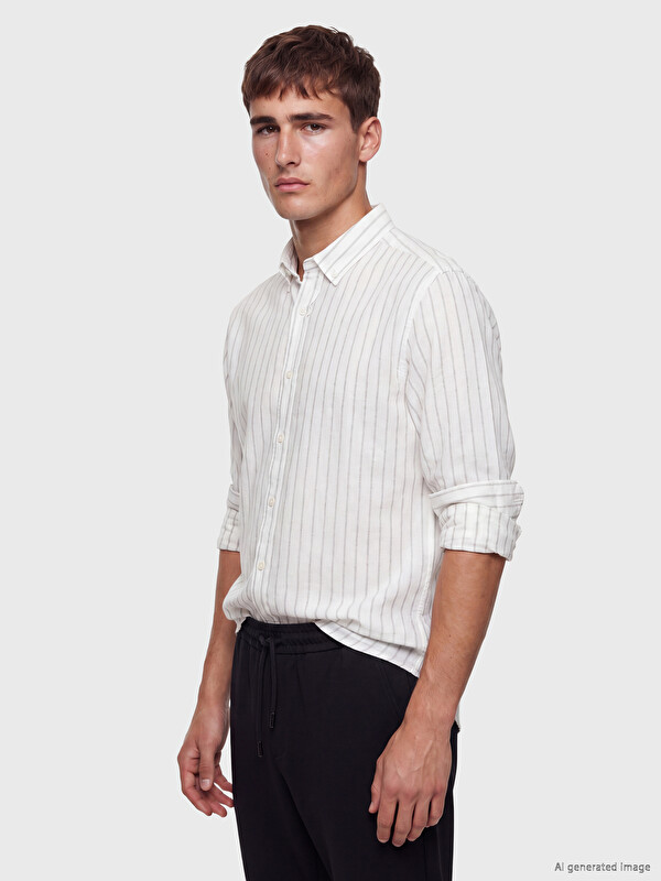 LCW Vision Regular Fit Linen Look Men's Shirt