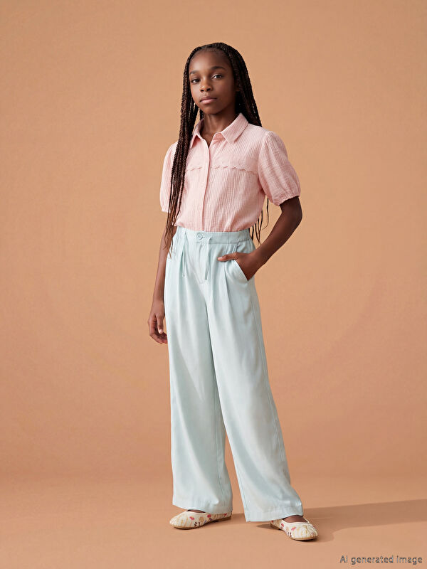 LCW Kids Girls' Wide-Leg Pleated Trousers