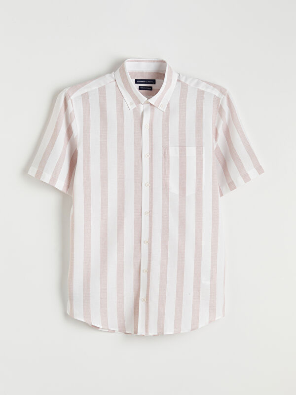 LCWAIKIKI Classic Regular Fit Çizgili Armürlü Erkek Gömlek