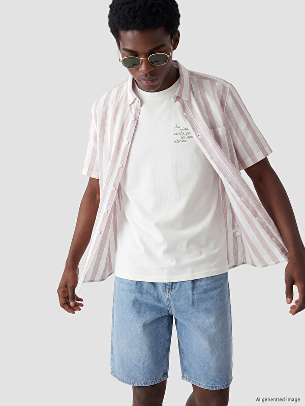 LCWAIKIKI Classic Regular Fit Çizgili Armürlü Erkek Gömlek