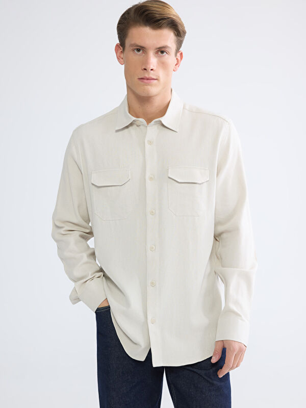 LCWAIKIKI Classic Regular Fit Keten Karışım Erkek Gömlek