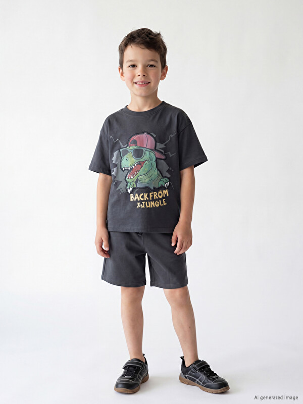 LCW Kids Baskılı Erkek Çocuk Şortlu Takım