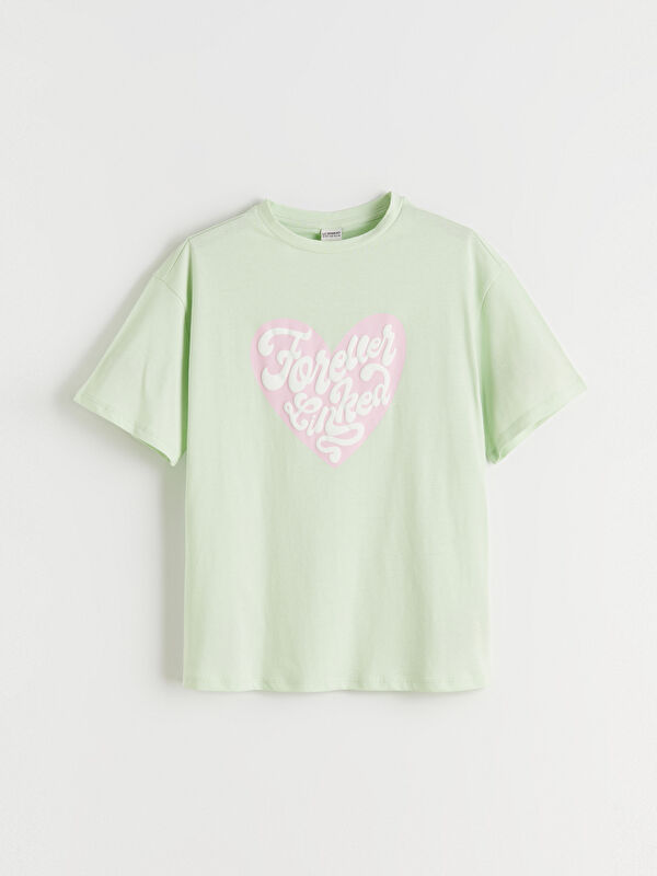 LCW Kids Heart Print Girls' T-Shirt