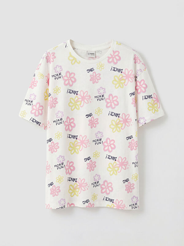 LCW Kids Girls' Printed Crew Neck T-Shirt