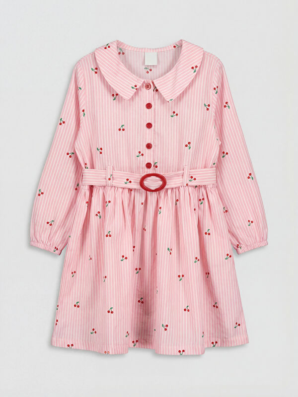 LCW Kids Collared Neck Striped Girls' Poplin Dress