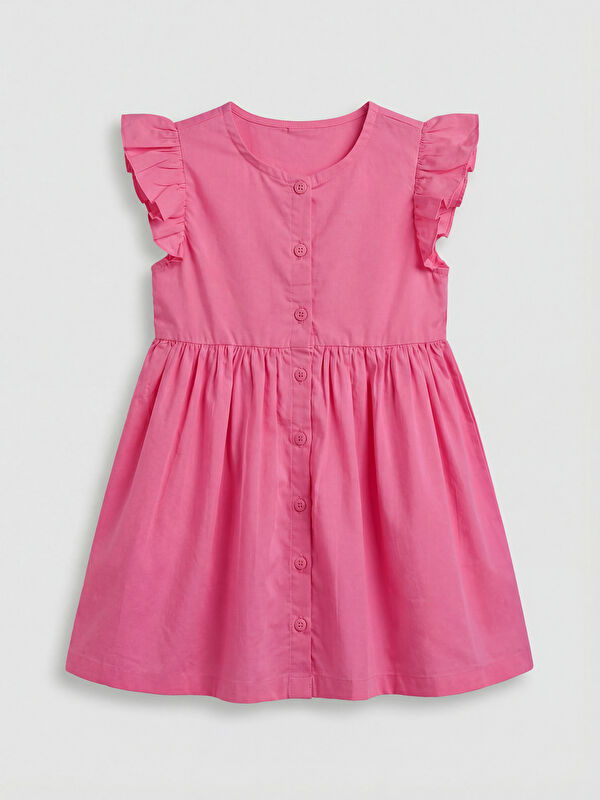 LCW Kids Sleeveless Ruffled Crew Neck Girls' Linen Dress