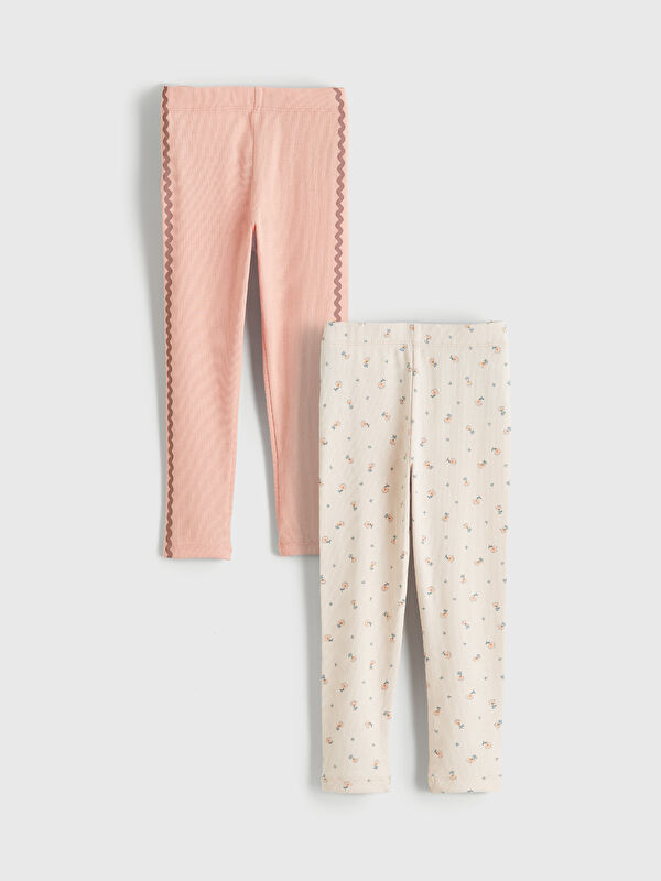 LCW Kids Elastic Waist Floral Girls' Leggings 2 Pack