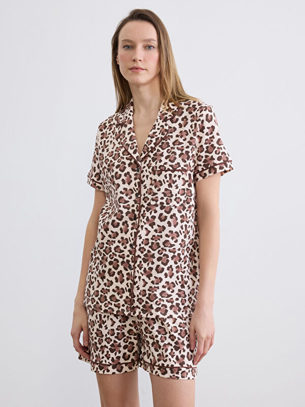 LCW DREAM Leopar Desenli Kadın Şortlu Pijama Takımı
