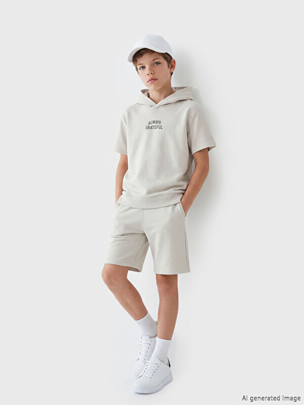 LCW Kids Slogan Baskılı Erkek Çocuk Tişört ve Şort