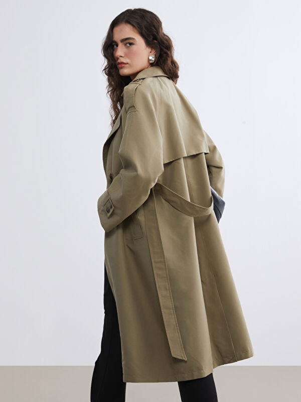 LCW Vision Double-Breasted Belted Women's Trench Coat