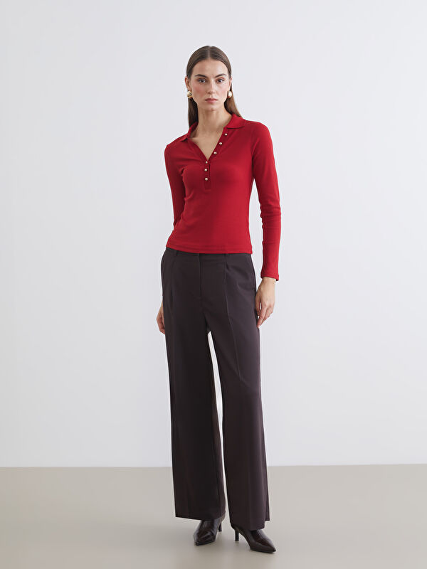 LCW STUDIO Pantalon ample à jambes larges plissés pour femme