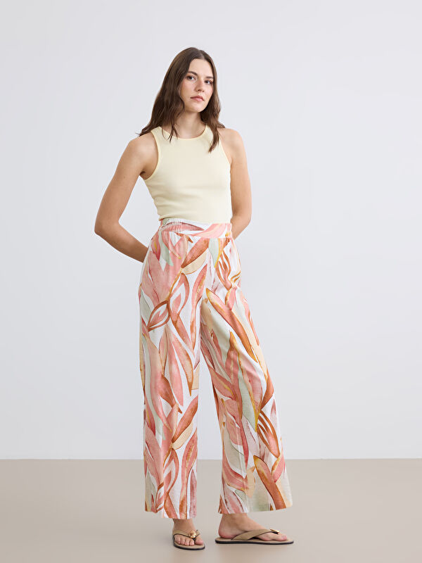 LCW STUDIO Pantalon Femme à Motifs à Taille Élastiquée