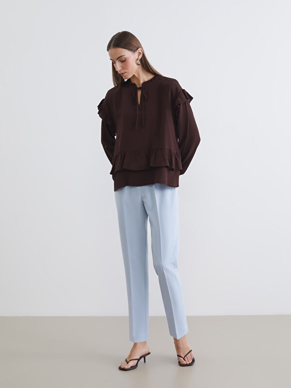 LCWAIKIKI Classic Pantalon Cigarette Plissé Taille Haute pour Femmes
