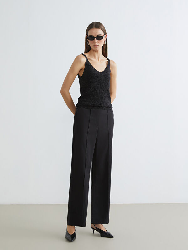 LCWAIKIKI Classic Pantalon à Jambe Large pour Femme avec Taille Élastiquée