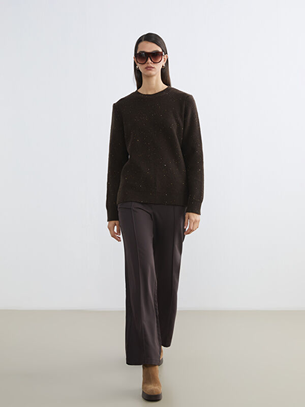 LCWAIKIKI Classic Pantalon à Jambe Large pour Femme avec Taille Élastiquée