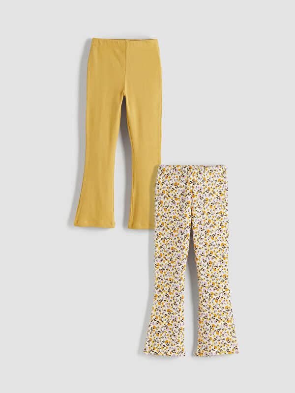 LCW Kids Elastic Waist Floral Girls' Leggings Pants 2 Pack