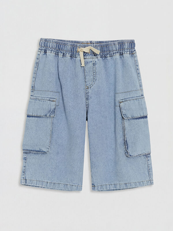 LCW Kids Beli Lastikli Erkek Çocuk Kargo Jean Şort