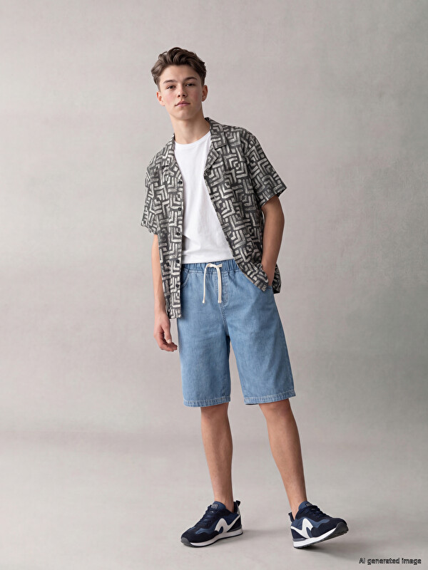 LCW Kids Elastic Waist Boys' Denim Shorts