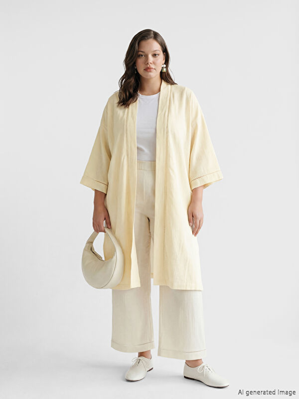 LCW Vision Textured Oversize Muslin Women's Kimono