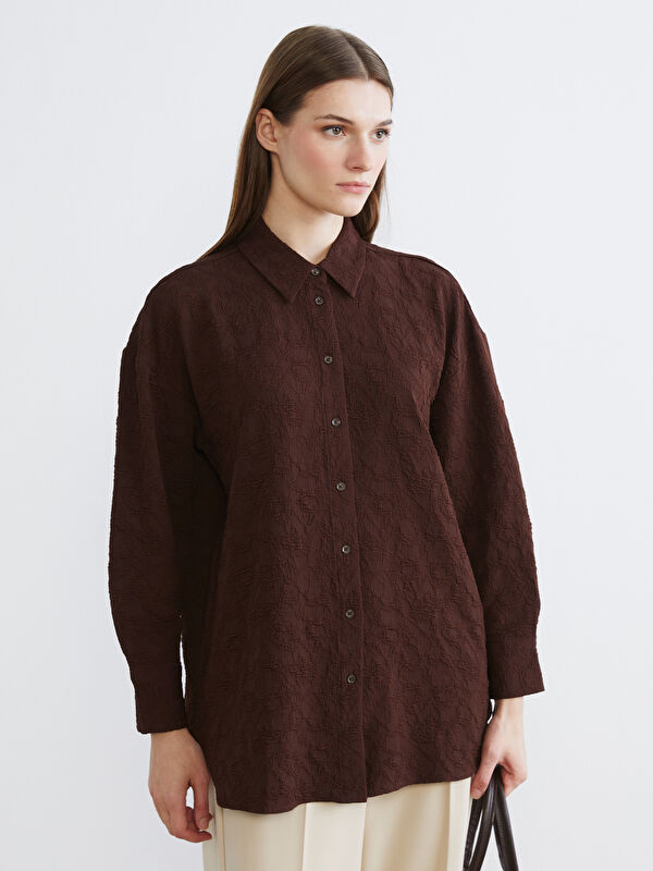 LCW Modest Patterned Oversize Women's Shirt Tunic