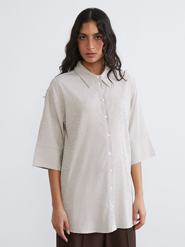 LCW Modest Striped Women's Shirt Tunic