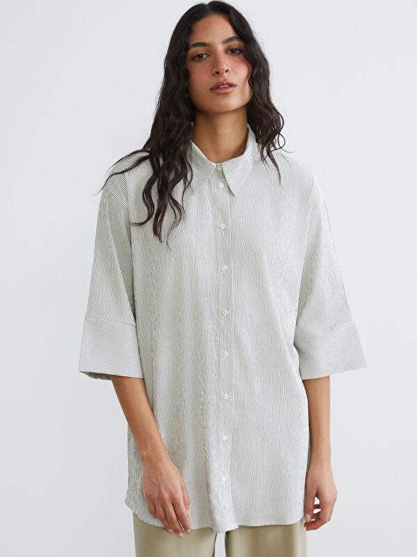 LCW Modest Striped Women's Shirt Tunic