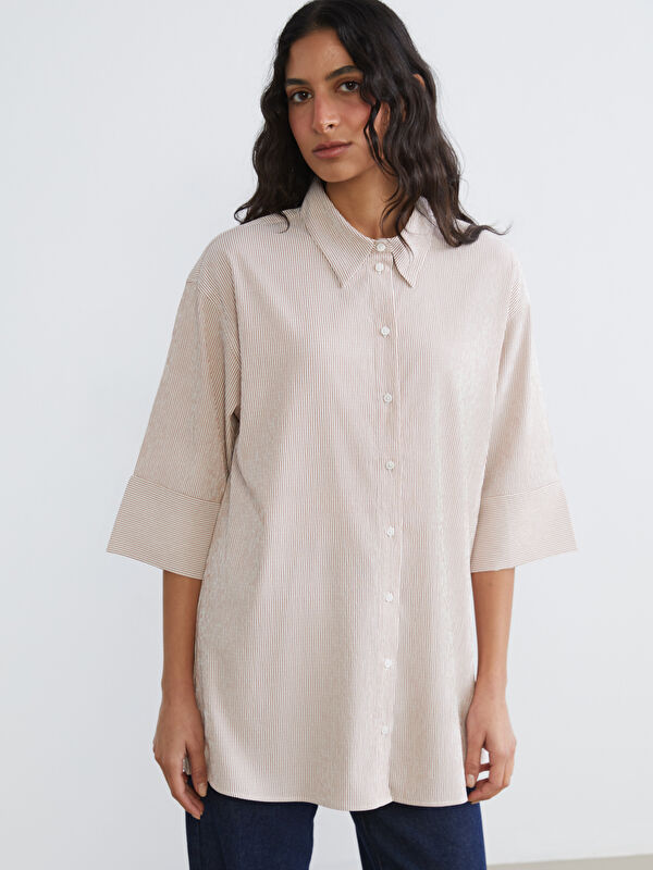 LCW Modest Striped Women's Shirt Tunic