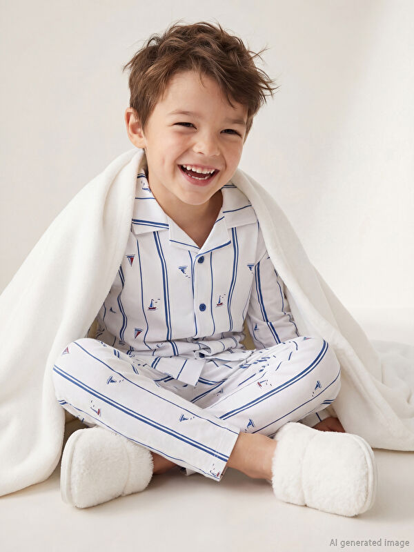 LCW Kids Gömlek Yaka Erkek Çocuk Pijama Takımı
