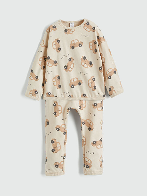 LCW baby Sweatshirt et Pantalon de Jogging Imprimés pour Bébé Garçons à Col Rond