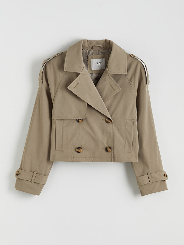 XSIDE Double-Breasted Cropped Trench Coat - S6AT62Z8-D2J - LC Waikiki