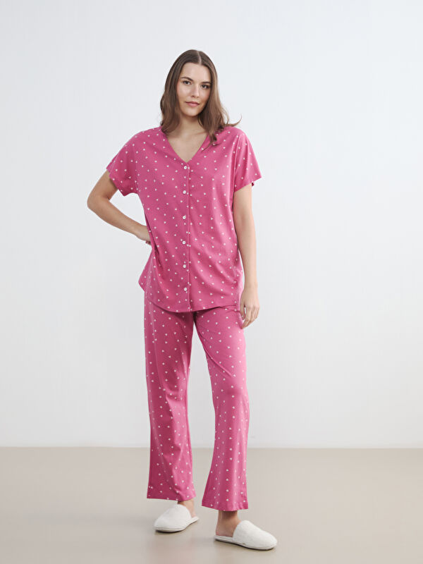 LCW DREAM V Yaka Desenli Hamile Pijama Takım