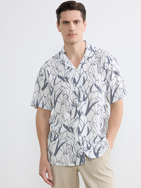 LCW Vision Regular Fit Camp Collar Printed Men's Shirt