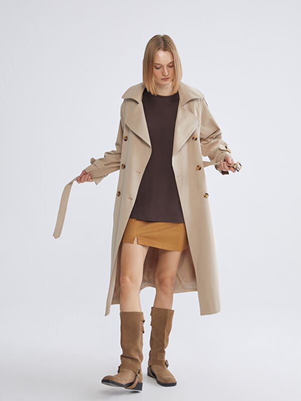 XSIDE Damen Doppelreiher Trenchcoat
