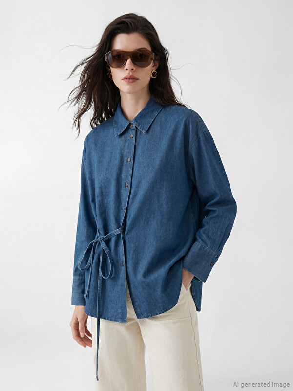 LCW Comfort Woman Indigo Shirt Tunic