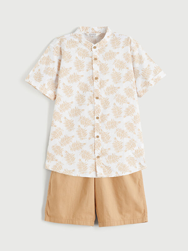 LCW Kids Grandad Collar Shirt and Shorts