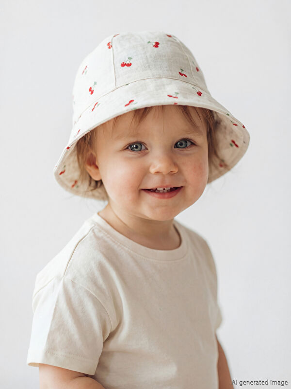 LCW baby Kiraz Baskılı Kız Bebek Bucket Şapka 