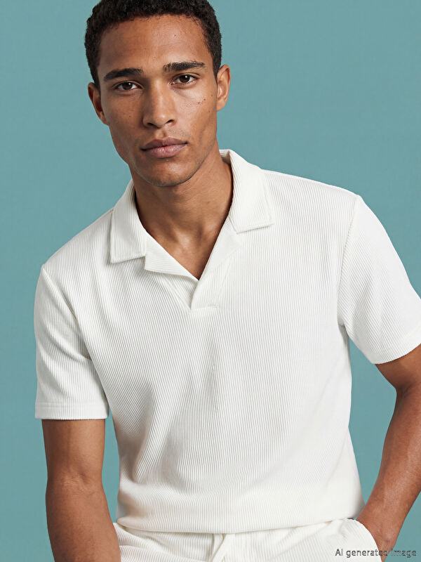 LCW Vision Polo Yaka Dokulu Erkek Tişört