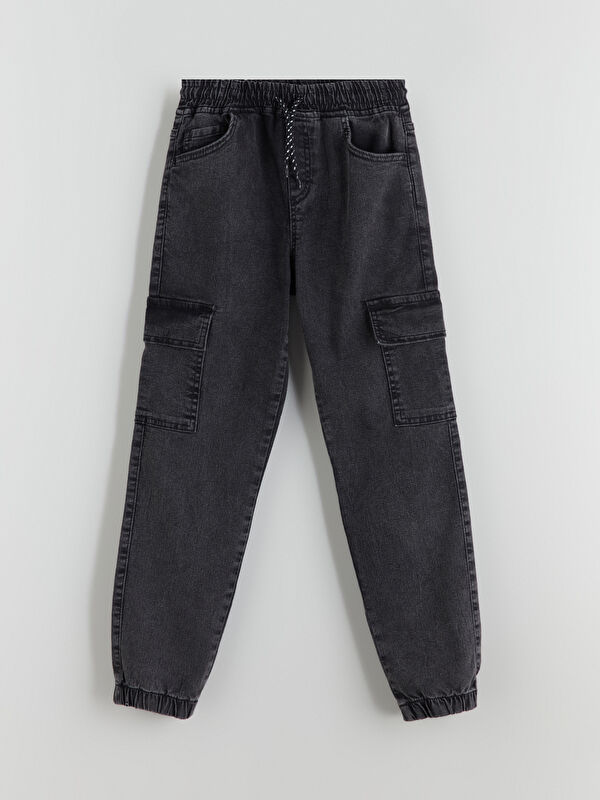 LCW Kids Beli Lastikli Erkek Çocuk Kargo Jean Pantolon