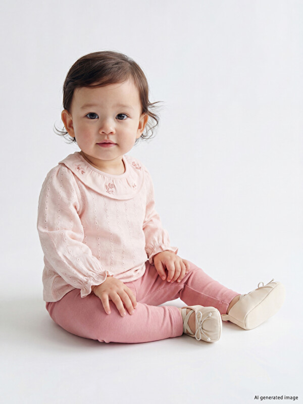 LCW baby Bebe Yaka Nakışlı Kız Bebek Takım