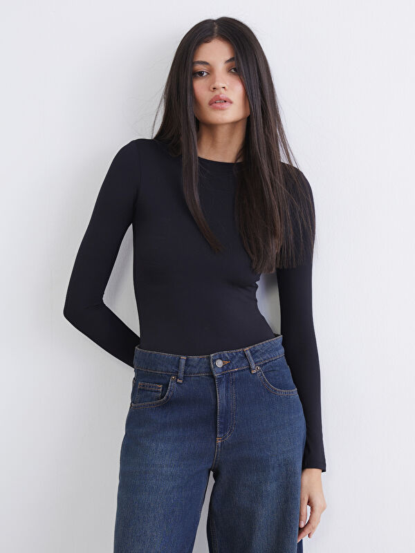 LCW Vision Bisiklet Yaka Kadın Bodysuit