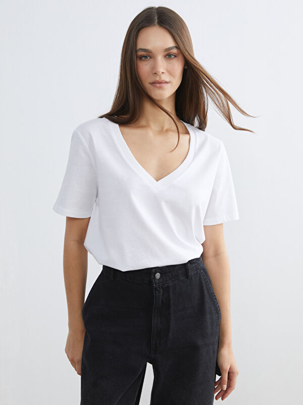 LCW Vision V-Ausschnitt Damen T-Shirt