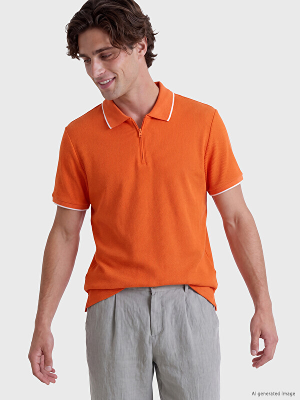 LCW Vision Polo Collar Waffle Men's T-Shirt