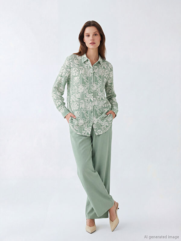 LCW Modest Elastic Waist Wide Leg Women's Trousers