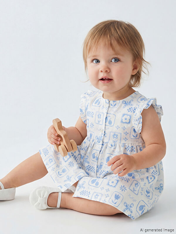 LCW baby Desenli Kız Bebek Poplin Elbise