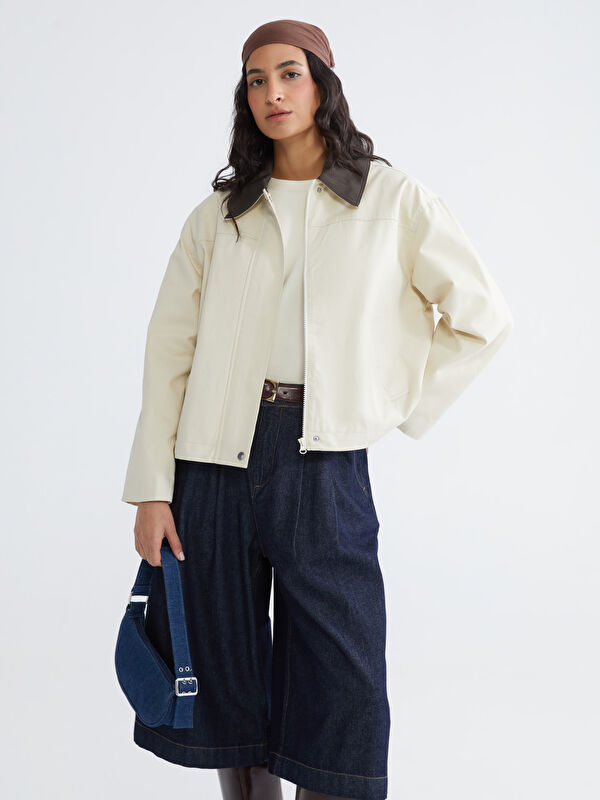 LCW Modest Gömlek Yaka Oversize Kadın Ceket