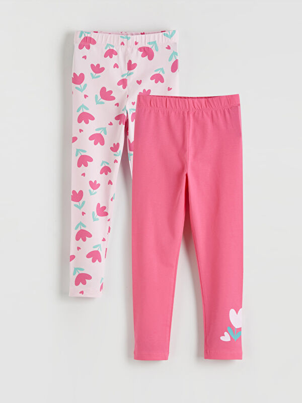LCW Kids Elastic Waist Floral Girls' Leggings 2 Pack